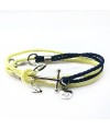 Bracciale Athene by Les Garçons de Luxe con cordone nautico giallo e blu e ancora in zama